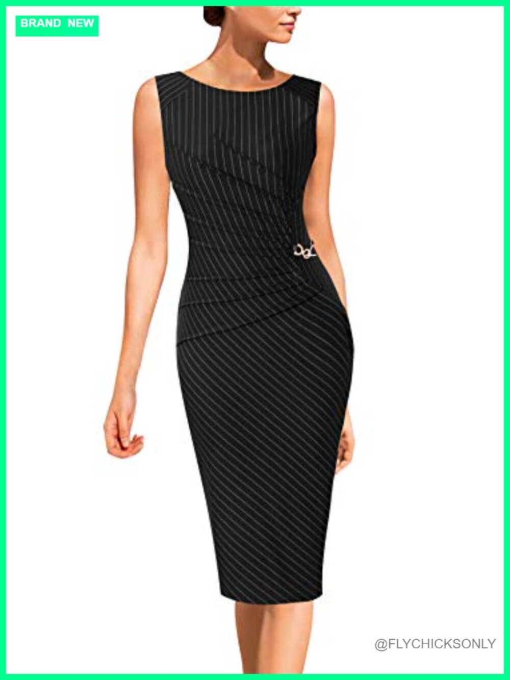 Womens Elegant Ruched Bodycon Dress Sleeveless Sheath Business Office Work - Picture 1 of 6
